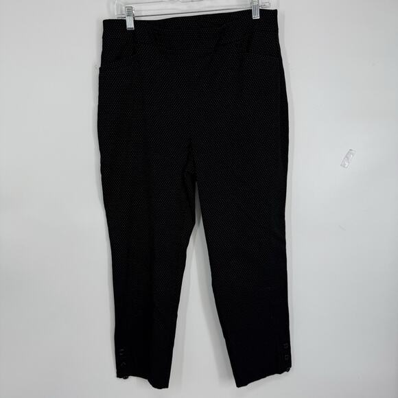 Chicos 1.5 Stretch Ponte Ankle Pants size Medium Black dotted Pattern Pull on - Picture 12 of 12